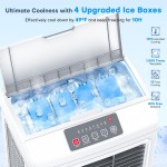 Evaporative Air Cooler, 2100 CFM Windowless Air Conditioner Portable for Room, 3 Speed Swamp Cooler, 4 Ice Packs, 8 Gallon Cooling Fan & 4 Scroll Casters, Evaporative Cooler for Outdoor