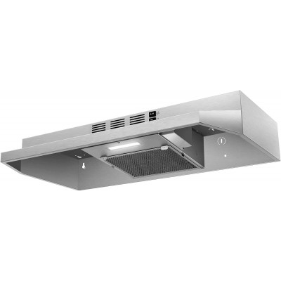 30 inch Range Hood Ducted/Ductless Convertible Stainless Steel Range Hood Under Cabinet with Rocker Button Control,Vent Hood with LED Light,2 Speed Exhaust Fan,Under Cabinet Hood,Silver