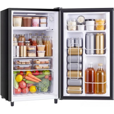 3.2 Cu.Ft Mini Fridge with Freezer, Single Door Refrigerator with Adjustable Thermostat, Compact Small Fridge for Bedroom, Office, Dorm, Black, Single Door