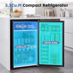 3.2 Cu.Ft Mini Fridge with Freezer, Single Door Refrigerator with Adjustable Thermostat, Compact Small Fridge for Bedroom, Office, Dorm, Black, Single Door 3.2 Cu.Ft Mini Fridge with Freezer, Single Door Refrigerator with Adjustable Thermostat, Compact Small Fridge for Bedroom, Office, Dorm, Black, Single Door