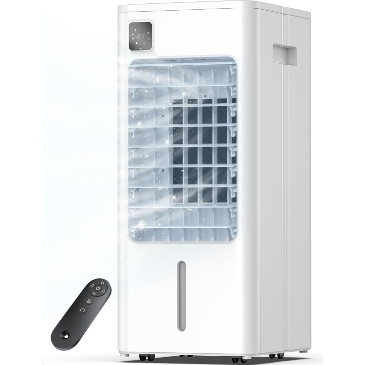Windowless Portable Air Conditioner, 24.2" Evaporative Air Cooler with Remote, 3 Speeds, Digital Display, 12H Timer, 2 Gal Water Tank, Oscillating Swamp Cooler for Bedroom, Living Room, AC Unit, White Windowless Portable Air Conditioner, 24.2" Evaporative Air Cooler with Remote, 3 Speeds, Digital Display, 12H Timer, 2 Gal Water Tank, Oscillating Swamp Cooler for Bedroom, Living Room, AC Unit, White